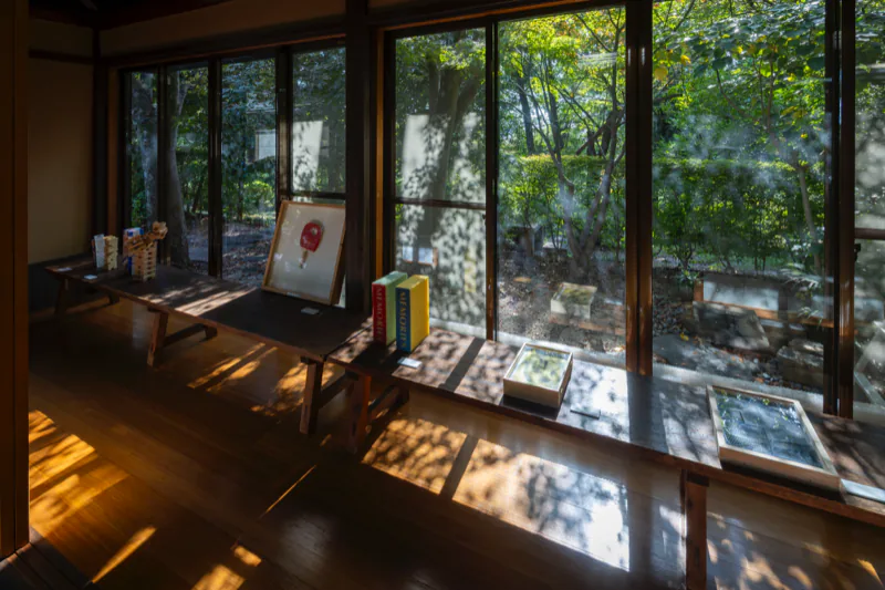 Small works lined up on the windowsill of the Rest Building